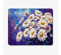 Small Mouse Pad 260x210mm, Purple Pattern Mouse Mat with Durable Stitched Edges, Waterproof & Non-Slip Rubber Base, Premium Textured Desk Pad for Laptop, PC, Office and Home (Daisy) W-O6037