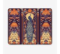 Small Mouse Pad 260x210mm, Retro Pattern Mouse Mat with Durable Stitched Edges, Waterproof & Non-Slip Rubber Base, Premium Textured Desk Pad for Laptop, PC, Office and Home (Peacock) W-O3660