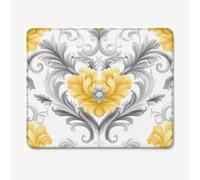 Small Mouse Pad 300x250mm, Grey Pattern Mouse Mat with Durable Stitched Edges, Waterproof & Non-Slip Rubber Base, Premium Textured Desk Pad for Laptop, PC, Office and Home (Flower) W-O4592