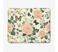 Small Mouse Pad 300x250mm, Roses Pattern Mouse Mat with Durable Stitched Edges, Waterproof & Non-Slip Rubber Base, Premium Textured Desk Pad for Laptop, PC, Office and Home (Butterfly) W-O1310