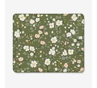 Small Mouse Pad 320x260mm, Green Pattern Mouse Mat with Durable Stitched Edges, Waterproof & Non-Slip Rubber Base, Premium Textured Desk Pad for Laptop, PC, Office and Home (Wildflowers) W-O1150