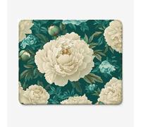 Small Mouse Pad 400x300mm, Green Pattern Mouse Mat with Durable Stitched Edges, Waterproof & Non-Slip Rubber Base, Premium Textured Desk Pad for Laptop, PC, Office and Home (Peony) W-O1155