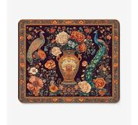 Small Mouse Pad 400x300mm, Peacock Pattern Mouse Mat with Durable Stitched Edges, Waterproof & Non-Slip Rubber Base, Premium Textured Desk Pad for Laptop, PC, Office and Home (Peony) W-O791