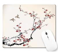 Small Mouse Pad 7.9 x 9.5 Inch, Cherry Blossom Flowers Buds and Birds Mousepad with Washable Lycra Cloth, Non-Slip Rubber Base Mousepads, Computer Mouse Pads for Wireless Mouse