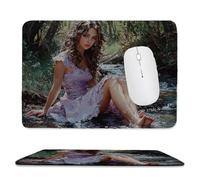 Small Mouse Pad - Beautiful Girl Gaming Mouse Mat 24 x 20 cm, Computer Mouse Mat with Anti-slip Rubber Base, Easy Gliding, Spill-Resistant Surface, Portable, Improves Speed and Accuracy, Gifts c-585