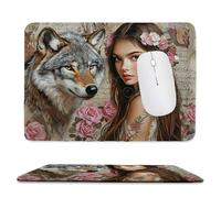 Small Mouse Pad - Beautiful Wolf Gaming Mouse Mat 34 x 28 cm, Computer Mouse Mat with Anti-slip Rubber Base, Easy Gliding, Spill-Resistant Surface, Portable, Improves Speed and Accuracy, Gifts c-587