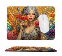 Small Mouse Pad - Beautiful Woman Gaming Mouse Mat 30 x 25 cm, Computer Mouse Mat with Anti-slip Rubber Base, Easy Gliding, Spill-Resistant Surface, Portable, Improves Speed and Accuracy, Gifts c-580