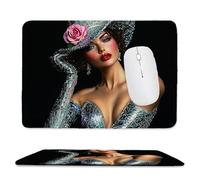 Small Mouse Pad - Beautiful Woman Gaming Mouse Mat 34 x 28 cm, Computer Mouse Mat with Anti-slip Rubber Base, Easy Gliding, Spill-Resistant Surface, Portable, Improves Speed and Accuracy, Gifts c-582