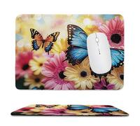 Small Mouse Pad - Butterfly Colorful Gaming Mouse Mat 34 x 28 cm, Computer Mouse Mat with Anti-slip Rubber Base, Easy Gliding, Spill-Resistant Surface, Portable, Improves Speed and Accuracy c-314