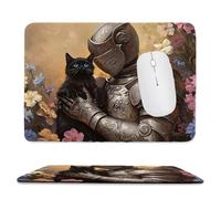 Small Mouse Pad - Cat Warrior Gaming Mouse Mat 34 x 28 cm, Computer Mouse Mat with Anti-slip Rubber Base, Easy Gliding, Spill-Resistant Surface, Portable, Ultra Thin Improves Speed and Accuracy c-546