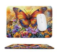 Small Mouse Pad - Colorful Butterfly Gaming Mouse Mat 34 x 28 cm, Computer Mouse Mat with Anti-slip Rubber Base, Easy Gliding, Spill-Resistant Surface, Portable, Improves Speed and Accuracy c-68