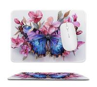 Small Mouse Pad - Colorful Butterfly Gaming Mouse Mat 34 x 28 cm, Computer Mouse Mat with Anti-slip Rubber Base, Easy Gliding, Spill-Resistant Surface, Portable, Improves Speed and Accuracy c-67