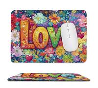 Small Mouse Pad - Colorful Flowers Gaming Mouse Mat 34 x 28 cm, Computer Mouse Mat with Anti-slip Rubber Base, Easy Gliding, Spill-Resistant Surface, Portable, Improves Speed and Accuracy, Gifts c-340