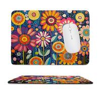 Small Mouse Pad - Colorful Flowers Gaming Mouse Mat 34 x 28 cm, Computer Mouse Mat with Anti-slip Rubber Base, Easy Gliding, Spill-Resistant Surface, Portable, Improves Speed and Accuracy, Gifts c-352