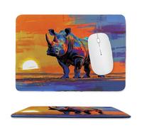 Small Mouse Pad - Colorful Rhinoceros Gaming Mouse Mat 34 x 28 cm, Computer Mouse Mat with Anti-slip Rubber Base, Easy Gliding, Spill-Resistant Surface, Portable, Improves Speed and Accuracy c-82