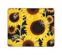 Small Mouse Pad Computer Mouse Mat for Man Woman Sunflower Bees Print Mouse Pads for Wireless Mouse Mouse Mats with Anti-Slip Base Laptop Mouse mat Mouse Pad for Gaming Home Office
