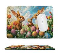 Small Mouse Pad - Easter Egg Rabbit Gaming Mouse Mat 30 x 25 cm, Computer Mouse Mat with Anti-slip Rubber Base, Easy Gliding, Spill-Resistant Surface, Portable, Improves Speed and Accuracy, Gifts c-61