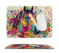 Small Mouse Pad - Flower Horse Gaming Mouse Mat 34 x 28 cm, Computer Mouse Mat with Anti-slip Rubber Base, Easy Gliding, Spill-Resistant Surface, Portable, Ultra Thin Improves Speed and Accuracy c-366