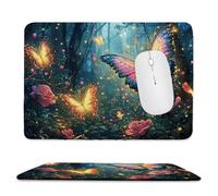 Small Mouse Pad - Forest Butterfly Gaming Mouse Mat 24 x 20 cm, Computer Mouse Mat with Anti-slip Rubber Base, Easy Gliding, Spill-Resistant Surface, Portable, Improves Speed and Accuracy, Gifts c-709