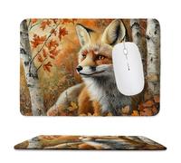 Small Mouse Pad - Fox Forest Gaming Mouse Mat 34 x 28 cm, Computer Mouse Mat with Anti-slip Rubber Base, Easy Gliding, Spill-Resistant Surface, Portable, Ultra Thin Improves Speed and Accuracy c-303