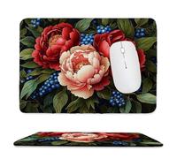 Small Mouse Pad - Fruit Peony Flower Gaming Mouse Mat 24 x 20 cm, Computer Mouse Mat with Anti-slip Rubber Base, Easy Gliding, Spill-Resistant Surface, Portable, Improves Speed and Accuracy c-787