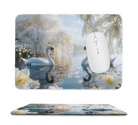 Small Mouse Pad - Lake Swan Gaming Mouse Mat 40 x 30 cm, Computer Mouse Mat with Anti-slip Rubber Base, Easy Gliding, Spill-Resistant Surface, Portable, Ultra Thin Improves Speed and Accuracy c-310
