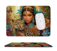Small Mouse Pad - Leopard Princess Gaming Mouse Mat 24 x 20 cm, Computer Mouse Mat with Anti-slip Rubber Base, Easy Gliding, Spill-Resistant Surface, Portable, Improves Speed and Accuracy, Gifts c-51