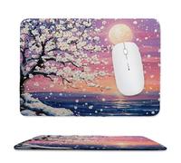 Small Mouse Pad - Moon Tree Gaming Mouse Mat 34 x 28 cm, Computer Mouse Mat with Anti-slip Rubber Base, Easy Gliding, Spill-Resistant Surface, Portable, Ultra Thin Improves Speed and Accuracy c-977