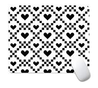 Small Mouse Pad Non-Slip Rubber Base Mousepad for Laptop, Computer & PC Abstract Art Desk Mat Minimalist Heart Checkerboard