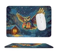 Small Mouse Pad - Owl Starry Sky Gaming Mouse Mat 24 x 20 cm, Computer Mouse Mat with Anti-slip Rubber Base, Easy Gliding, Spill-Resistant Surface, Portable, Improves Speed and Accuracy, Gifts c-554