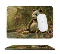 Small Mouse Pad - Panda Bamboo Forest Gaming Mouse Mat 34 x 28 cm, Computer Mouse Mat with Anti-slip Rubber Base, Easy Gliding, Spill-Resistant Surface, Portable, Improves Speed and Accuracy c-876