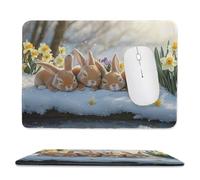 Small Mouse Pad - Rabbit Flower Gaming Mouse Mat 24 x 20 cm, Computer Mouse Mat with Anti-slip Rubber Base, Easy Gliding, Spill-Resistant Surface, Portable, Ultra Thin Improves Speed and Accuracy c822