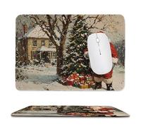 Small Mouse Pad - Santa Claus Gaming Mouse Mat 24 x 20 cm, Computer Mouse Mat with Anti-slip Rubber Base, Easy Gliding, Spill-Resistant Surface, Portable, Ultra Thin Improves Speed and Accuracy c-755