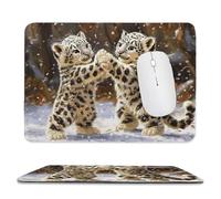 Small Mouse Pad - Snow Leopard Gaming Mouse Mat 24 x 20 cm, Computer Mouse Mat with Anti-slip Rubber Base, Easy Gliding, Spill-Resistant Surface, Portable, Ultra Thin Improves Speed and Accuracy c-882