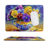 Small Mouse Pad - Tea Cup Flowers Gaming Mouse Mat 30 x 25 cm, Computer Mouse Mat with Anti-slip Rubber Base, Easy Gliding, Spill-Resistant Surface, Portable, Improves Speed and Accuracy, Gifts c-92