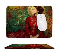 Small Mouse Pad - The Woman In Red Gaming Mouse Mat 34 x 28 cm, Computer Mouse Mat with Anti-slip Rubber Base, Easy Gliding, Spill-Resistant Surface, Portable, Improves Speed and Accuracy, Gifts c-300