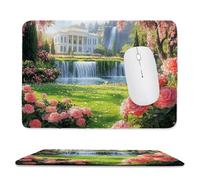 Small Mouse Pad - Villa Flowers Gaming Mouse Mat 30 x 25 cm, Computer Mouse Mat with Anti-slip Rubber Base, Easy Gliding, Spill-Resistant Surface, Portable, Ultra Thin Improves Speed and Accuracy c-57