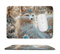 Small Mouse Pad - White Fox Gaming Mouse Mat 34 x 28 cm, Computer Mouse Mat with Anti-slip Rubber Base, Easy Gliding, Spill-Resistant Surface, Portable, Ultra Thin Improves Speed and Accuracy c-28