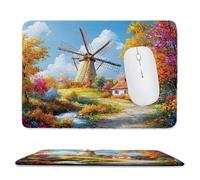Small Mouse Pad - Windmill Cottage Gaming Mouse Mat 40 x 30 cm, Computer Mouse Mat with Anti-slip Rubber Base, Easy Gliding, Spill-Resistant Surface, Portable, Improves Speed and Accuracy, Gifts c-206