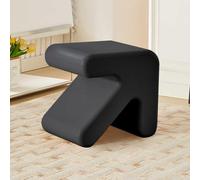 Small Multi-Purpose Arrow Ottoman, Plastic Footstool Perfect as Bed End Stool, Footrest or Shoe Changing Seat, Compact Accent Furniture for Living Room, Bedroom, Dorm or Entryway, Black