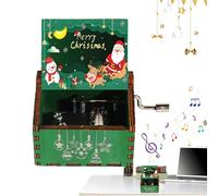 Small Music Box,Classical Carved Wooden Hand-Cranked Music Box | Christmas Wood, for Boy Girl Family Friend Christmas Birthday Valentine's Day