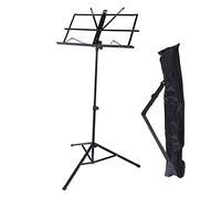 Small Music Stand, Portable Metal Shelf for Sheet Music, Adjustable Height and Angle, Foldable Design with Carry Bag, Lightweight and Sturdy for Home Use, School, Practice (Black)