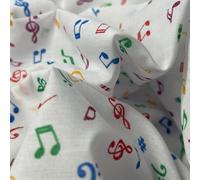 Small Musical Notes Printed Polycotton Dress Fabric