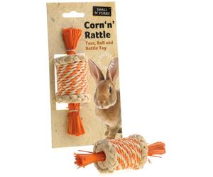 Small 'N' Fluffy Corn 'n' Rattle Small Animal Chew - 7cm