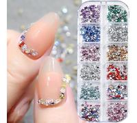 Small Nail Rhinestones and Charms for Nails Flat Back Rhinestones for Nails Decoration 3D Nail Charms and Gemstones for Nails Colorful Rhinestones Nail Diamonds for Nail Art