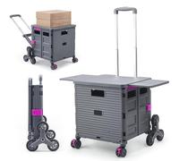 Small Narrow Pull Utility,Folding Shopping Cart,55L 40Kg With Extended Lid,Labour-Saving Handle,4 Rotate Wheels Black Ideal For Shopping,Camping,Lau