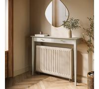Small & Narrow Taupe Radiator Cover with Brass Handles - 115cm - Noa
