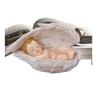 Small Nativity Figures, Religious Sculpture Decoration, Resin-Made Sleeping Baby with Angel Wings Figure for Various Places such as Bedside Table, Desk, Windowsill and