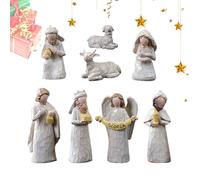 Small Nativity Scene Figures - Nativity Scene Figures Collection | 10 Piece Miniature Nativity Figures with Holy Family and Baby Jesus, Collectible Christmas Decorations