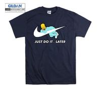 (Small, Navy) Homer Simpson Just Do It Later Men Women Unisex Top T Shirt T-Shirt Tshirt